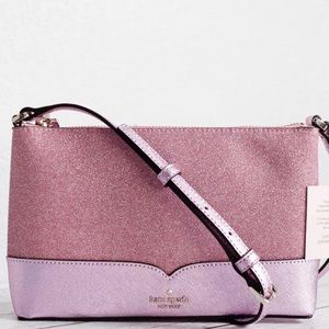 KATE SPADE LOLA tinsel GLITTER CROSSBODY ROSE PINK NWT